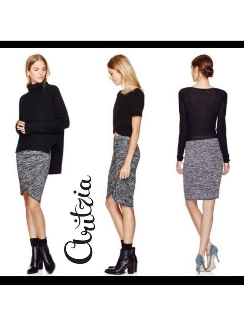 𝅺ARITZIA Wilfred gray ruched stretchy Tyra skirt size small